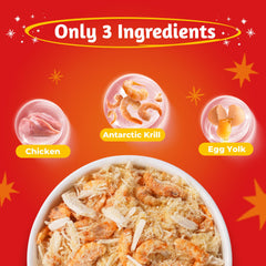 Just Try krill-chicken-egg-yolk pieces displayed for protein-rich toppers