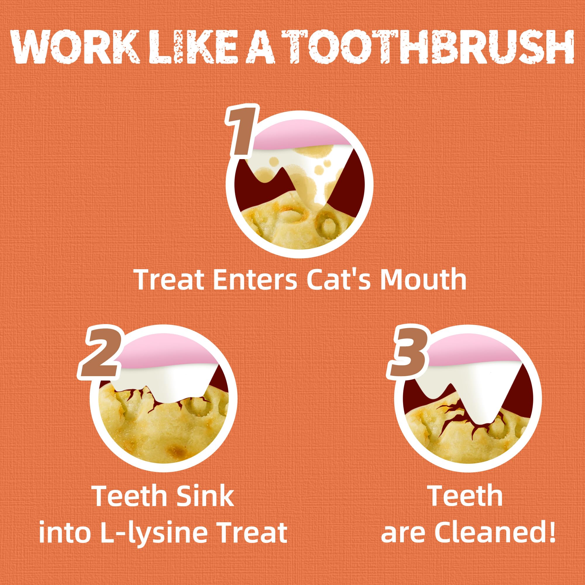 Just Try Lysine Cat Treats crispy texture—dental-friendly snacks that encourage chewing.