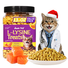 Just Try Lysine Cat Treats Salmon Bites training rewards