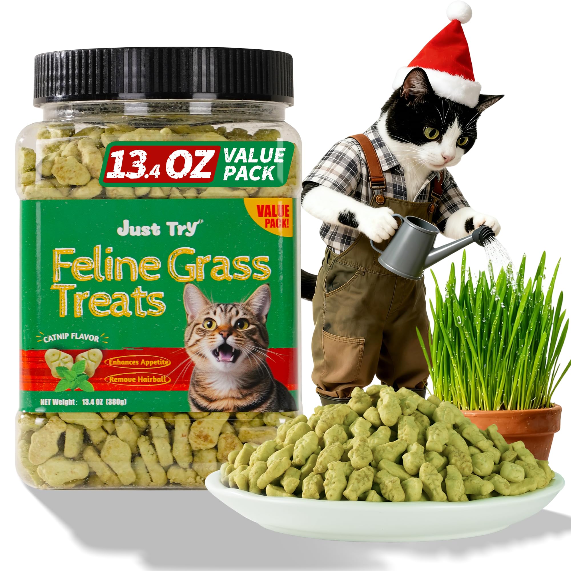 Just Try salmon cat treats with crunchy texture supporting dental care