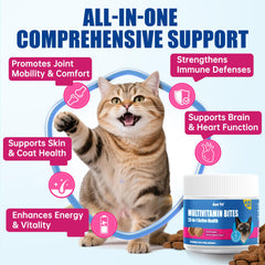 Just Try taurine-lysine cat vitamins closeup highlighting digestion support