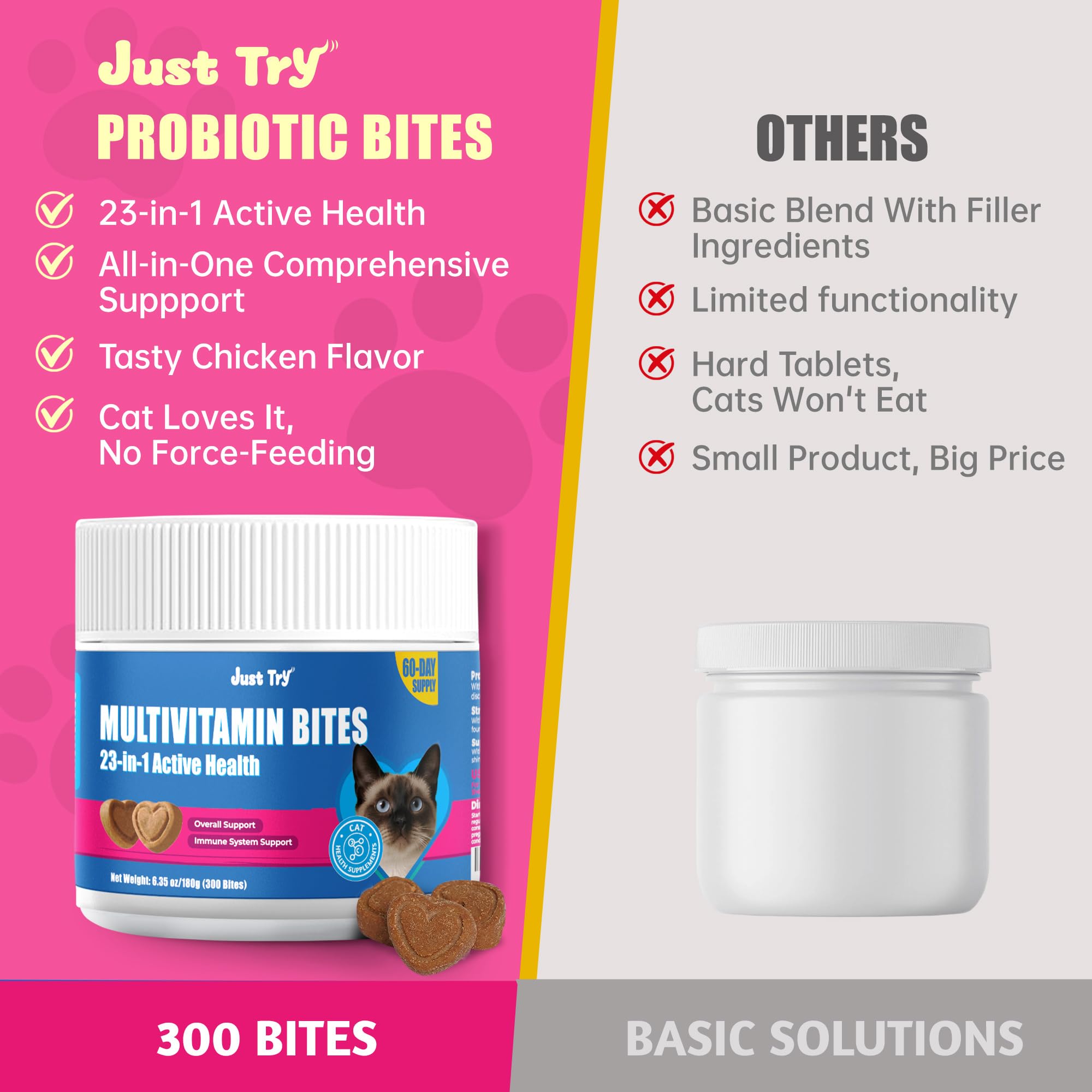 Just Try turmeric included cat vitamins image highlighting natural ingredients