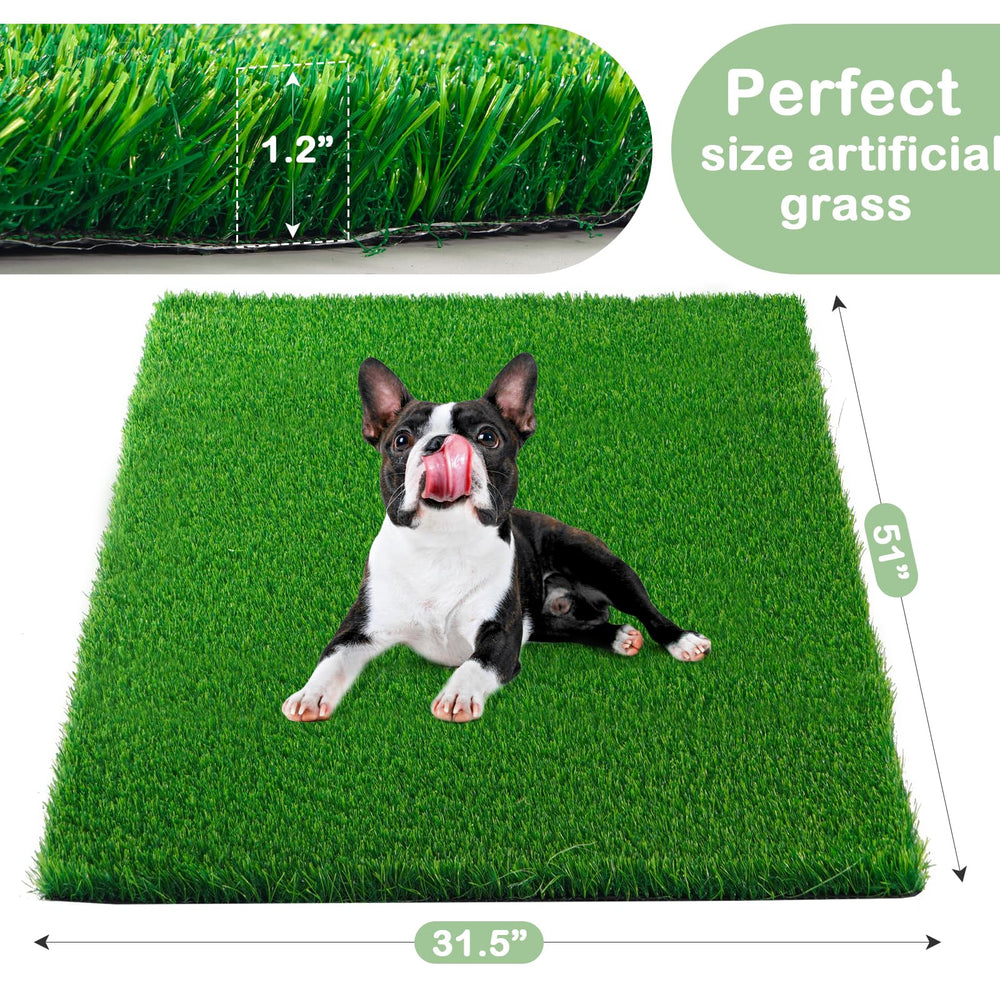 JUSTYEZI dog grass pad outdoors shows weather-ready surface for patio potty.