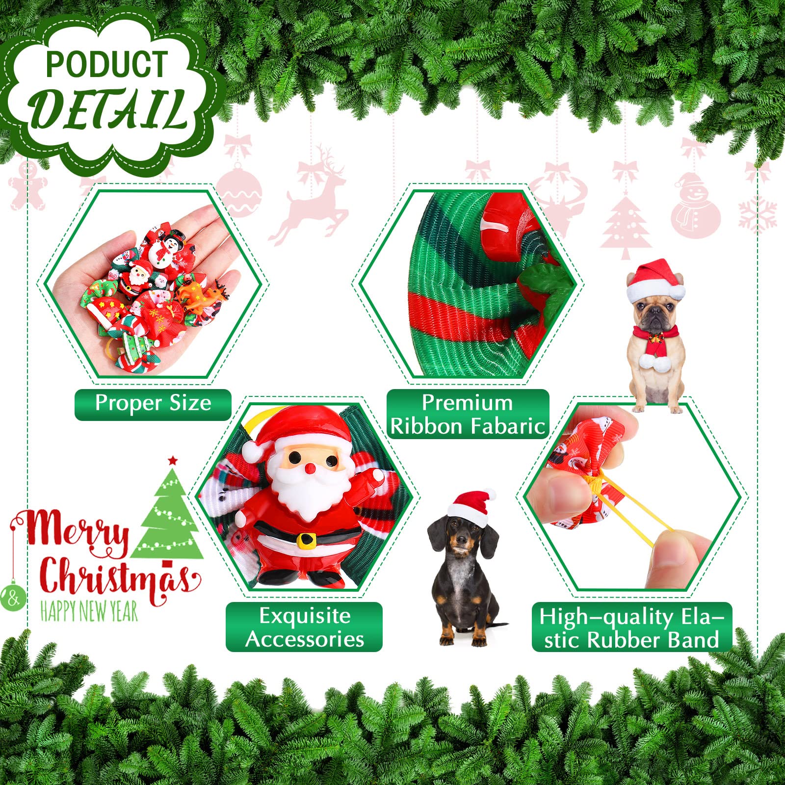 Jutom Christmas dog bows with Christmas tree resin for charming seasonal outfits.