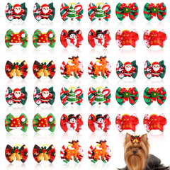 Jutom Christmas dog bows with Santa Claus resin detail for festive pet styling.