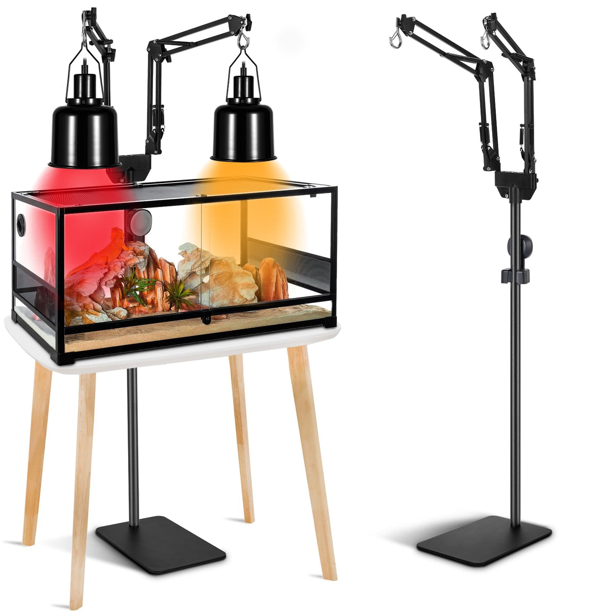 juttilax dual reptile heat lamp stand side view for stable terrariums and even heat distribution