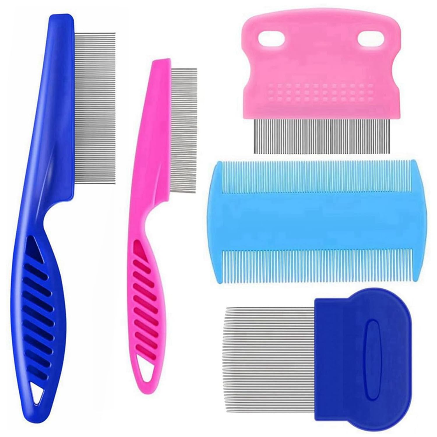 JUWANTU 5-pack flea combs for dogs and cats provide versatile grooming options.
