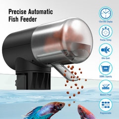 JuzPetz automatic fish feeder mounted on tank glass for convenient feeding access