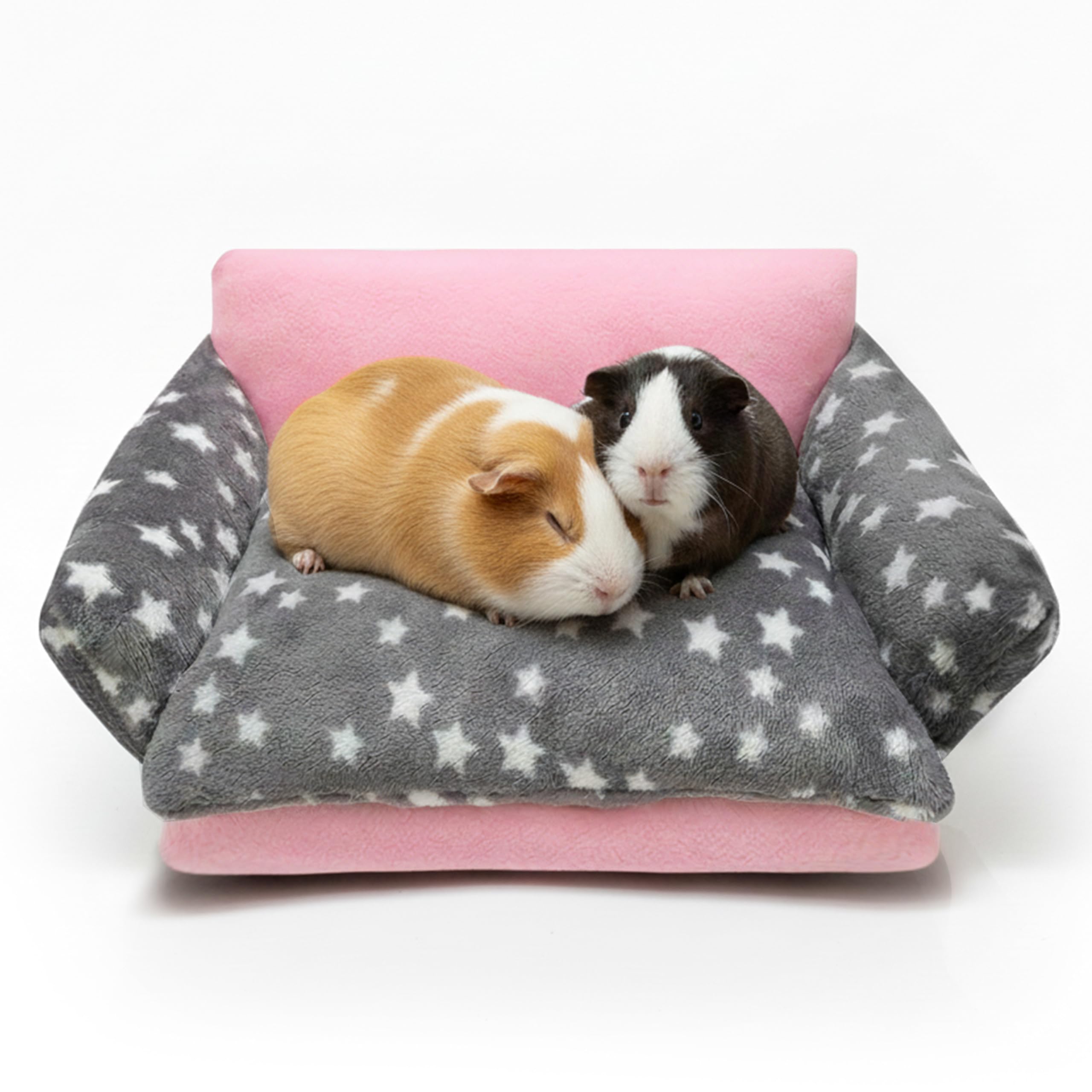 JVVGPET Guinea Pig Sofa Bed front view shows cozy fleece comfort for relaxed naps.