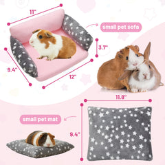 JVVGPET Guinea Pig Sofa Bed side view highlights secure resting in a plush space.
