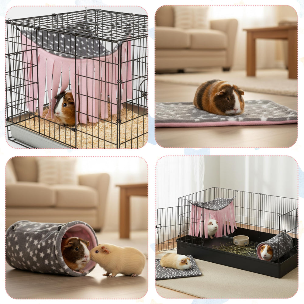 JVVGPET guinea pig corner hideout curtain creates private retreat and security.