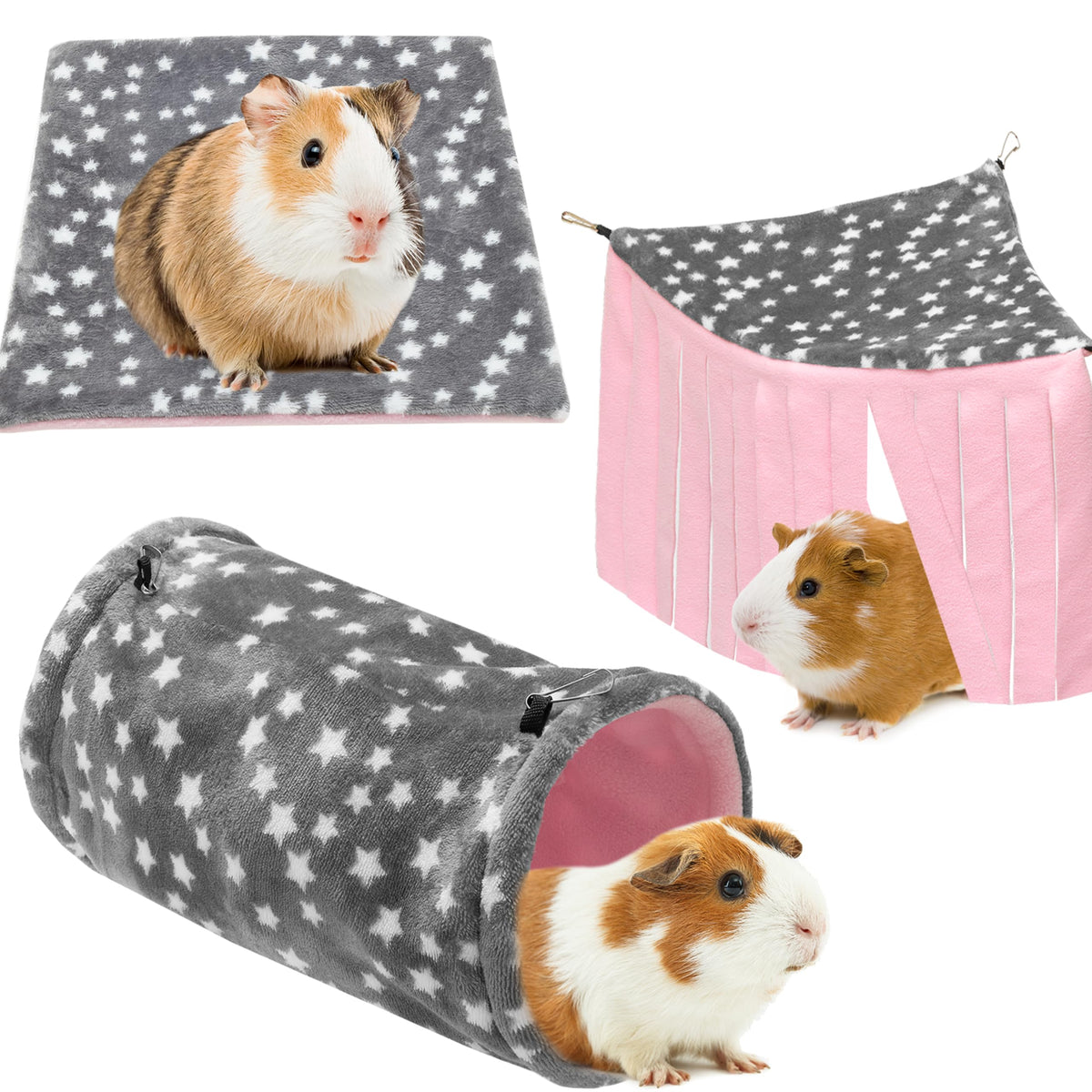 JVVGPET guinea pig hideout-tunnel combo offers cozy resting and safe exploration.
