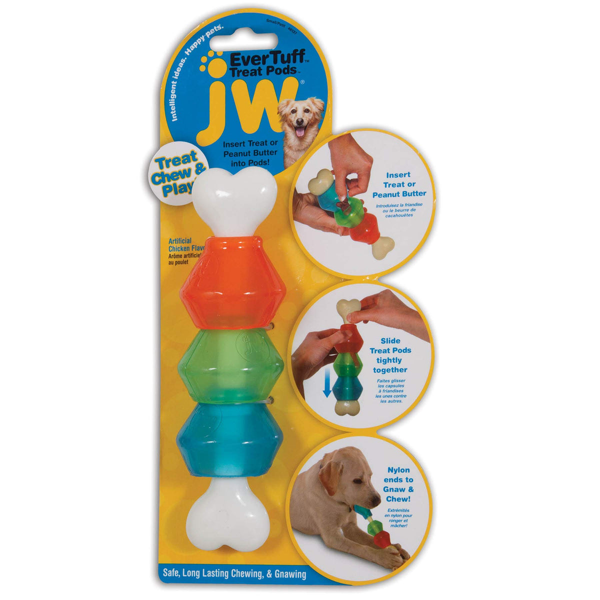 JW EverTuff Treat Pod dog toy for interactive play and treat rewards.