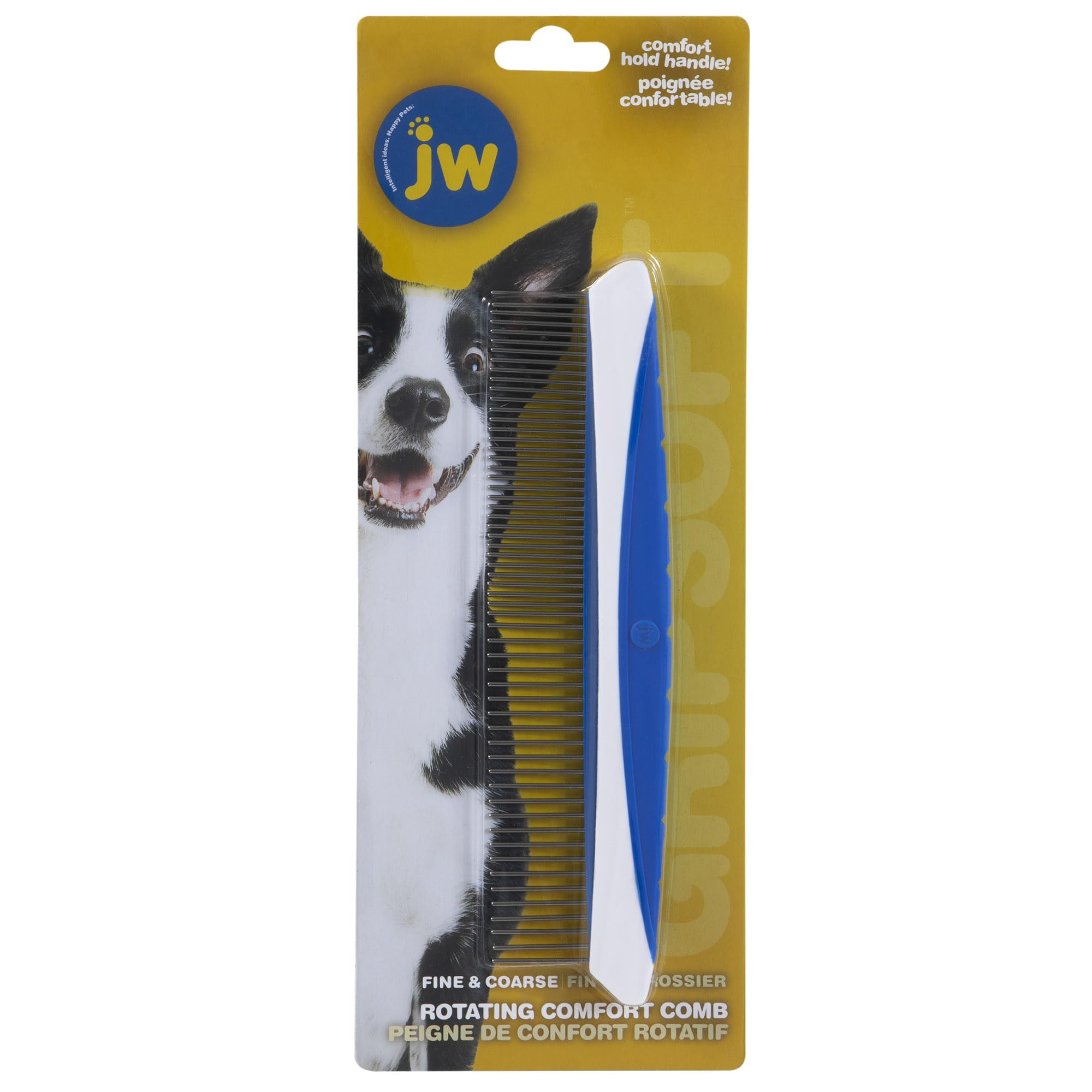JW GripSoft 8-inch rotating comb handle with ergonomic non-slip grip for precise grooming
