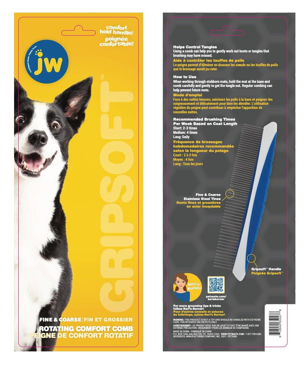Blue or yellow color options shown for JW GripSoft grooming set