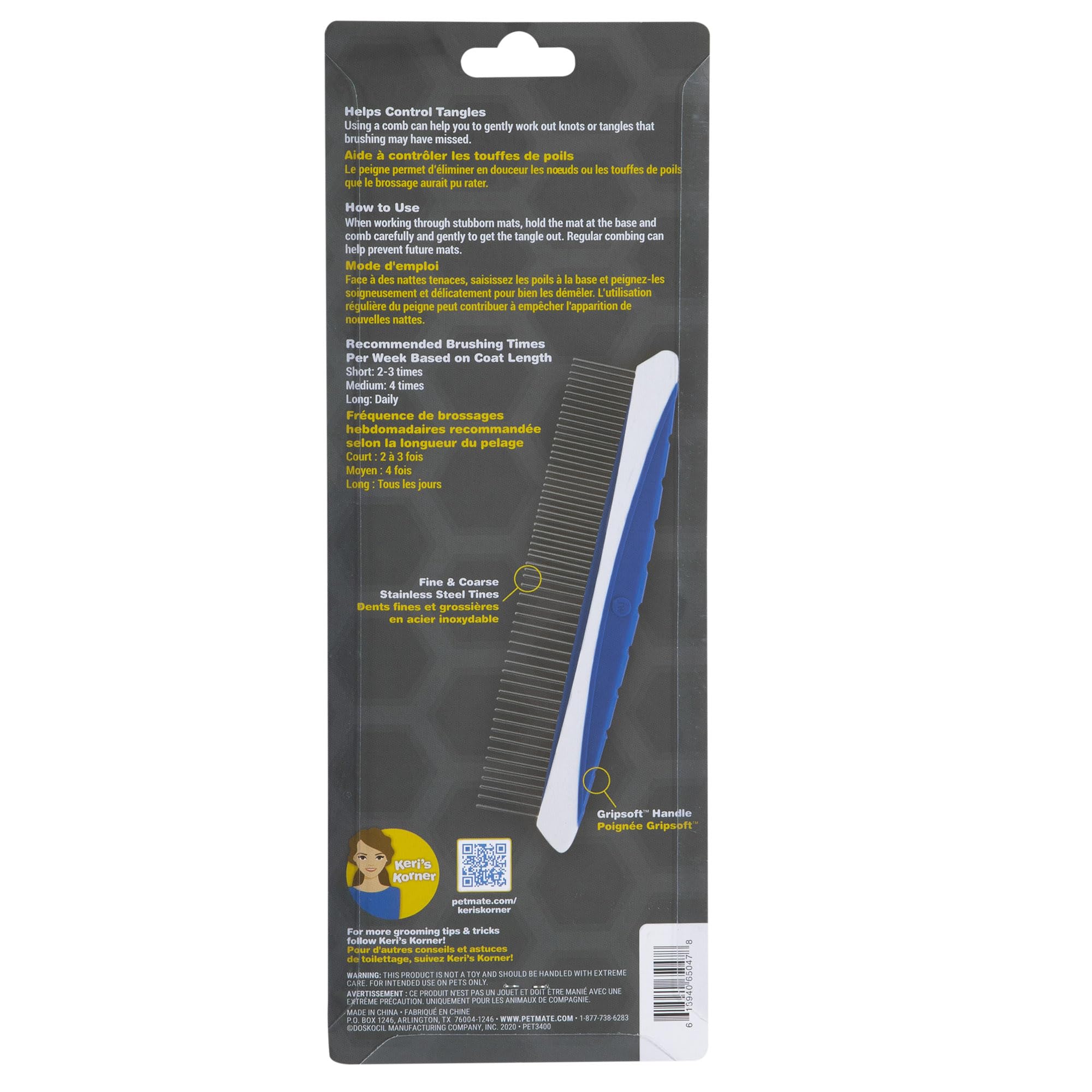 Coat appears soft and shiny with a tangle-free finish after grooming