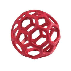 JW HOL-ee Roller medium two-pack during toss play demonstrates interactive chew.