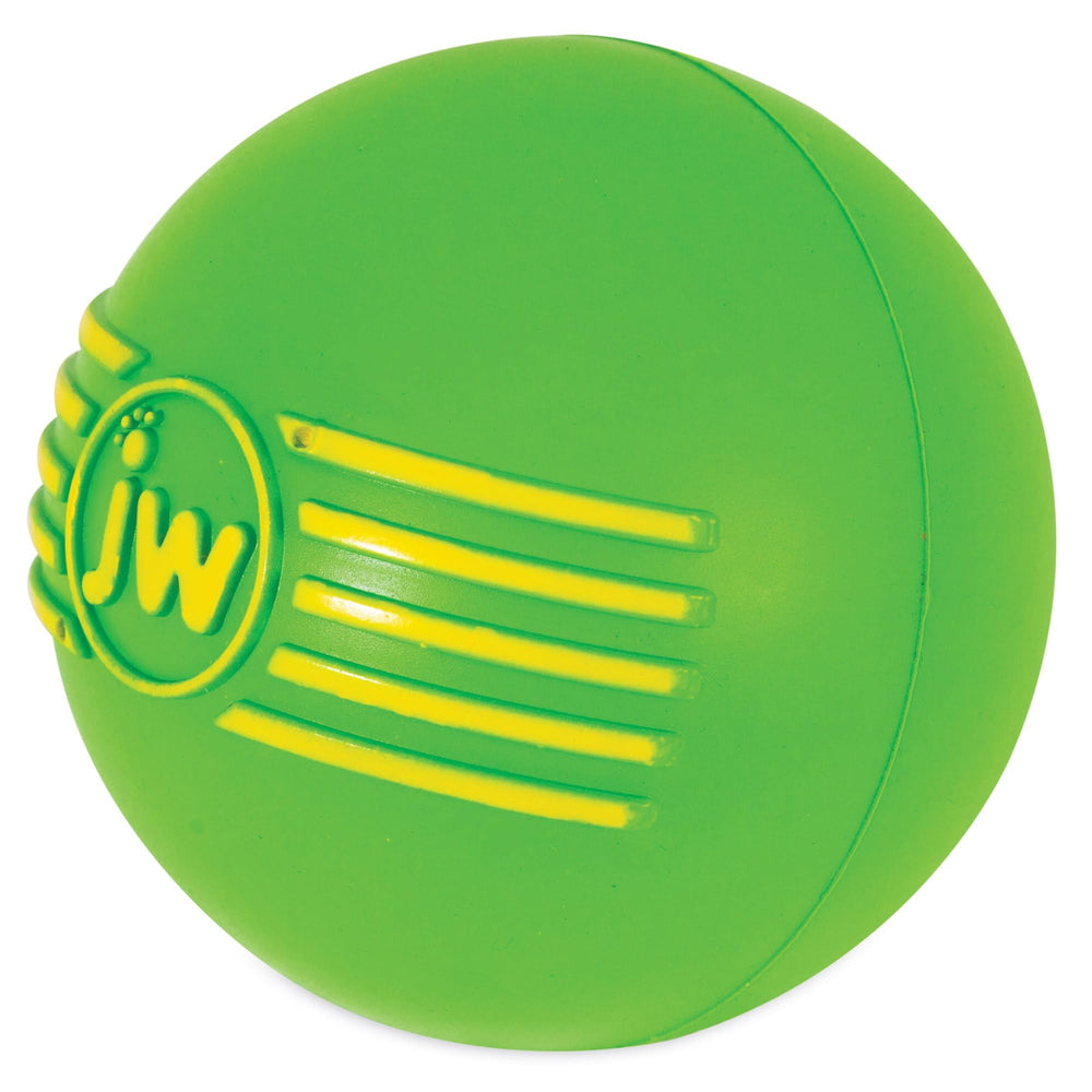 JW Pet iSqueak Ball Large outdoor-play-friendly ball for tossing.