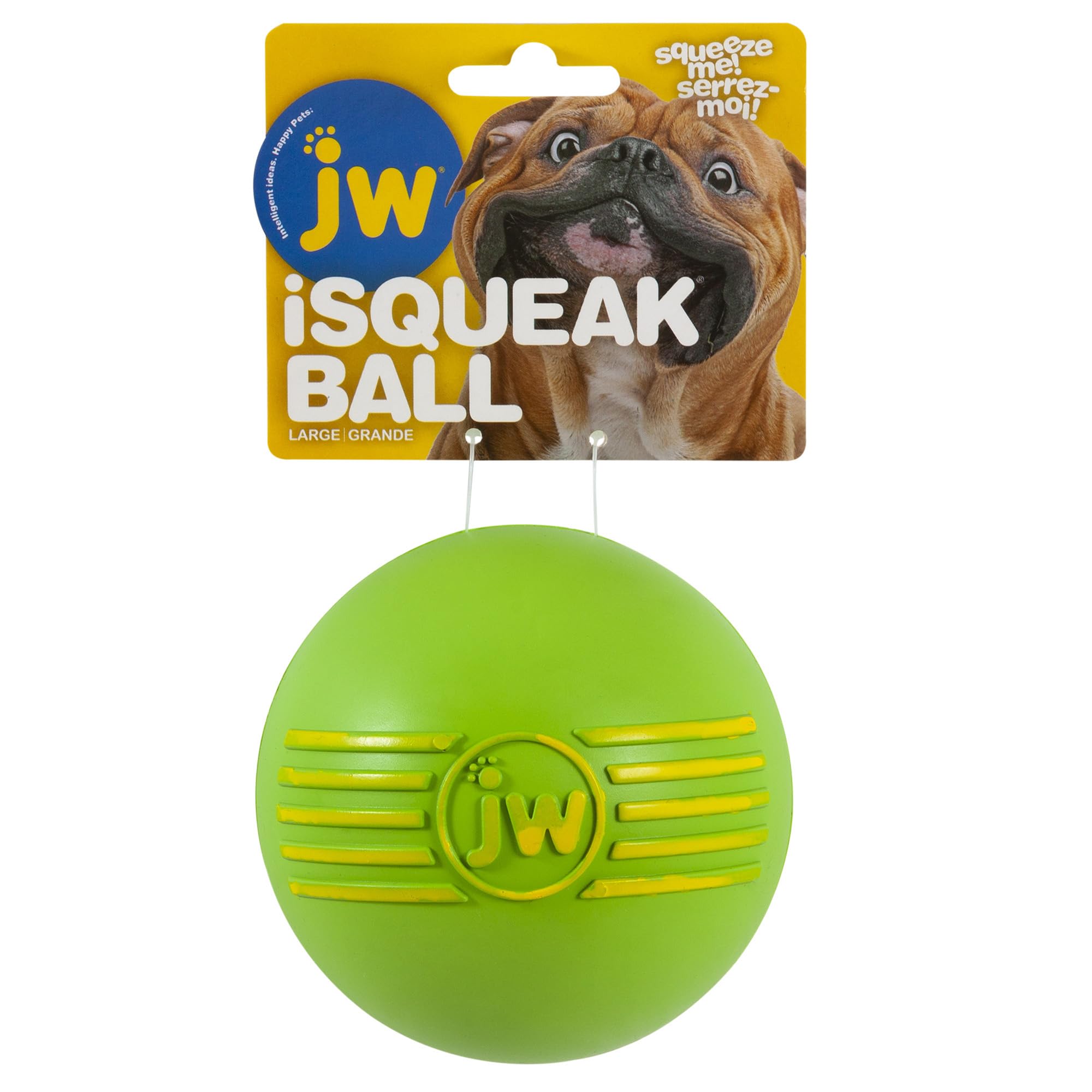 JW Pet iSqueak Ball Large squeaker closeup boosts interactive play.