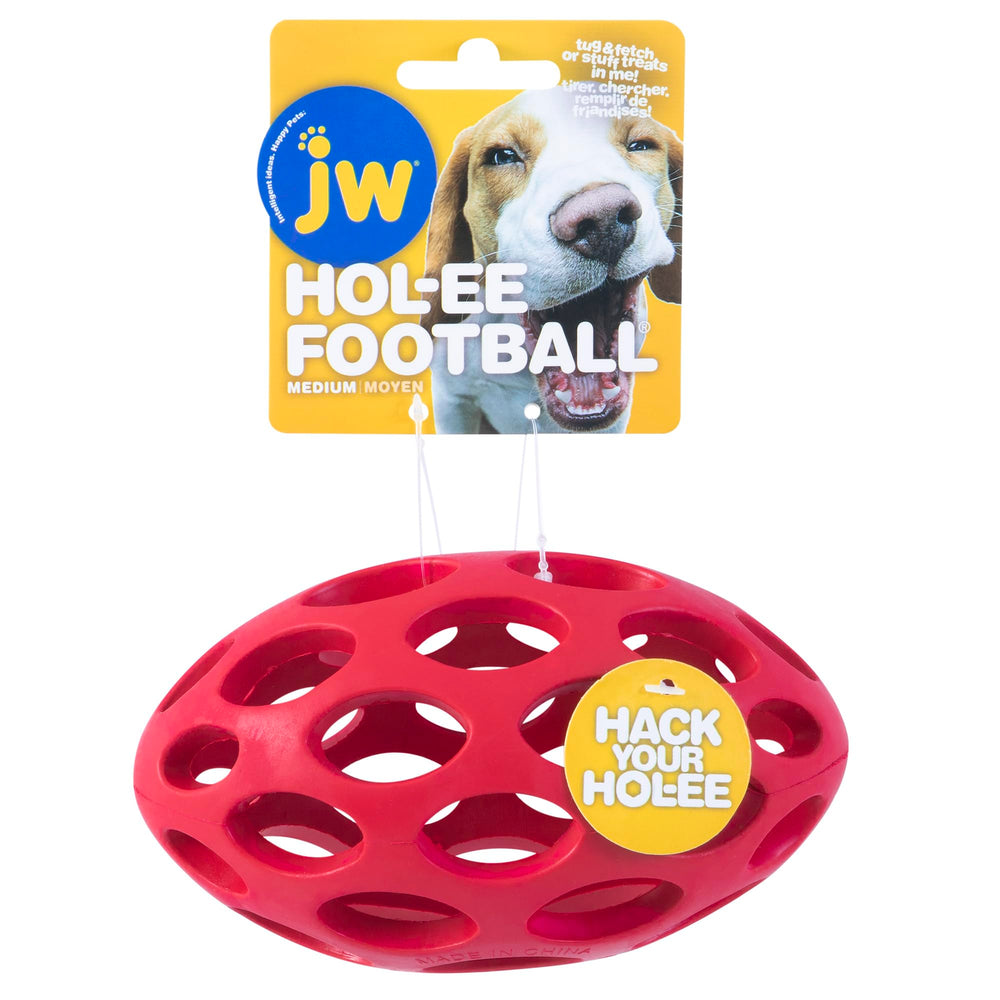 JW Hol-ee Football Dog Toy with open puzzle design for mental stimulation