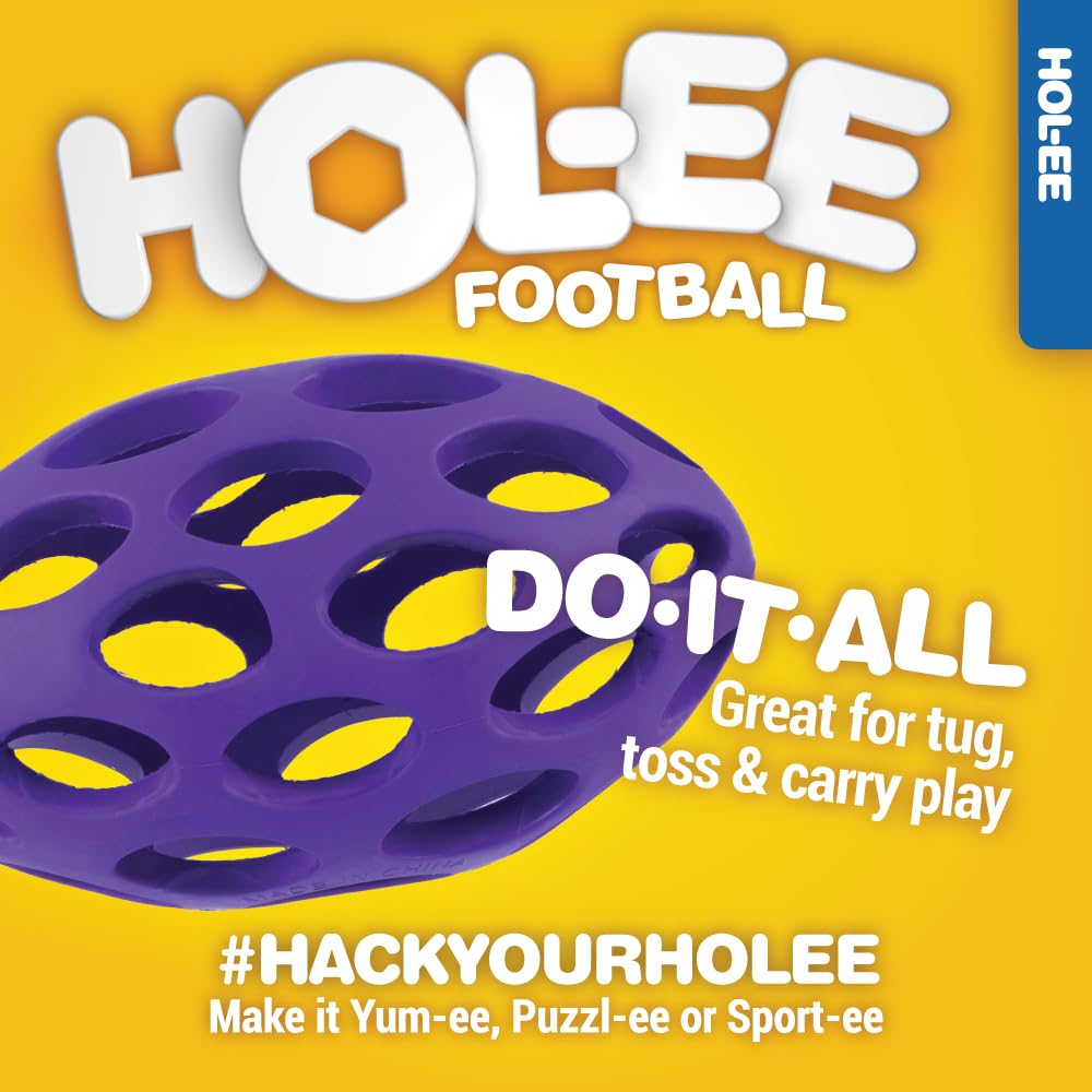 JW Hol-ee Football Dog Toy stuffed with treats for interactive problem solving