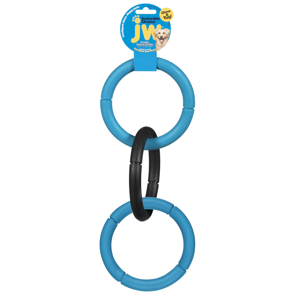 JW Pet tug toy closeup highlights seamless rubber texture for strong chewing