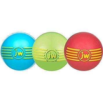JW Pet iSqueak Ball small 3-pack in bright colors for engaging fetch and interactive play
