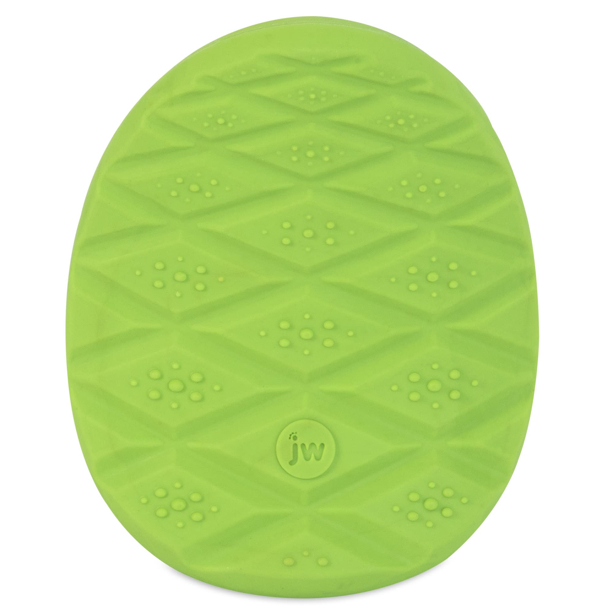 JW Prickl-ee Pear teether green toy fosters focused chewing sessions