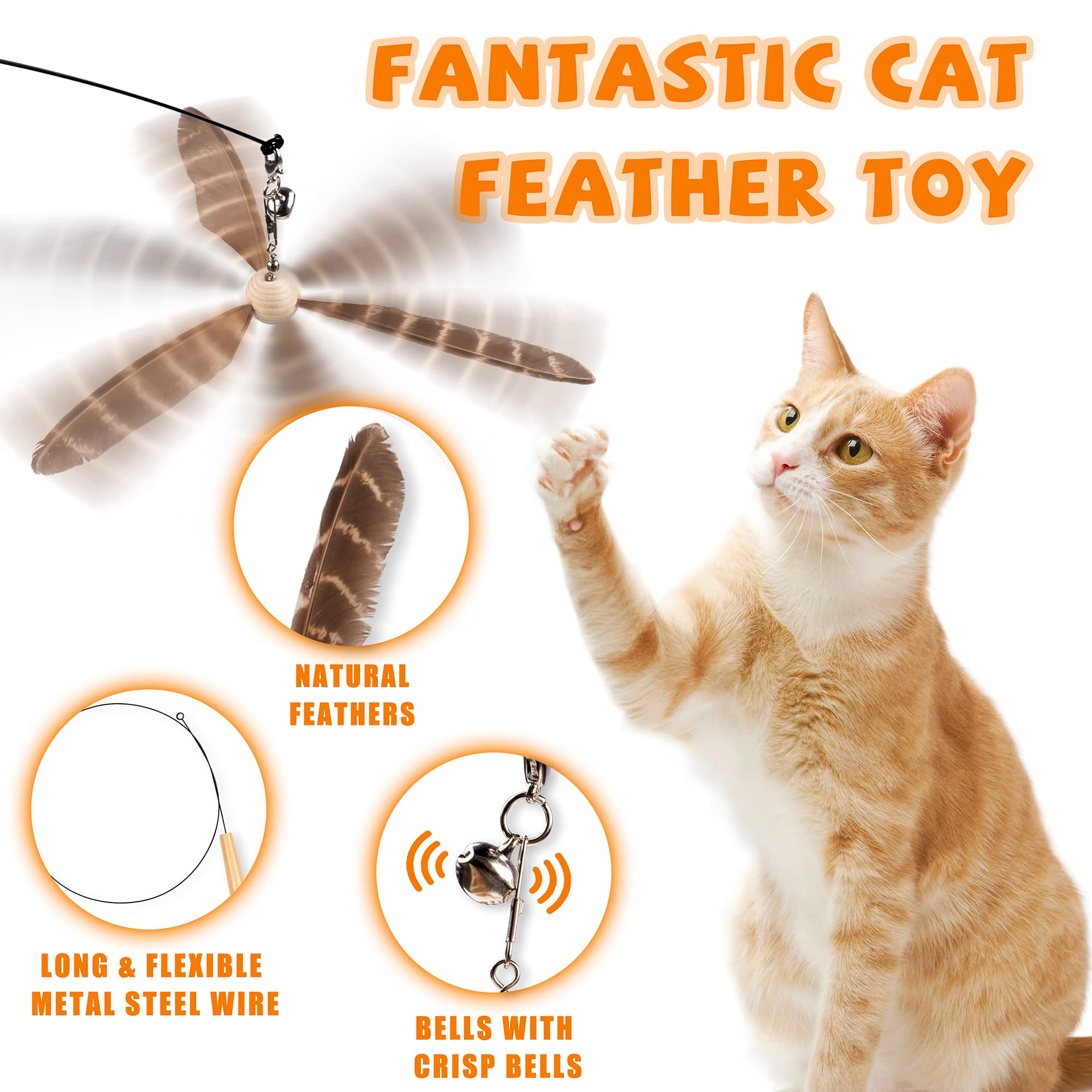 JXFUKAL cat feather refills trio provides lasting natural-feather motion.