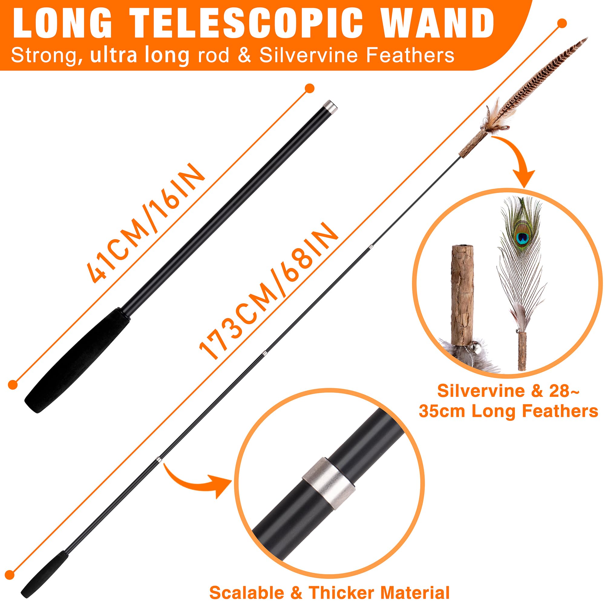 JXFUKAL cat wand feather refills provide rich visual stimuli for playful chases.