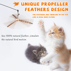 JXFUKAL cat wand wire-29inch demonstrates vibrant feather action for chasing.