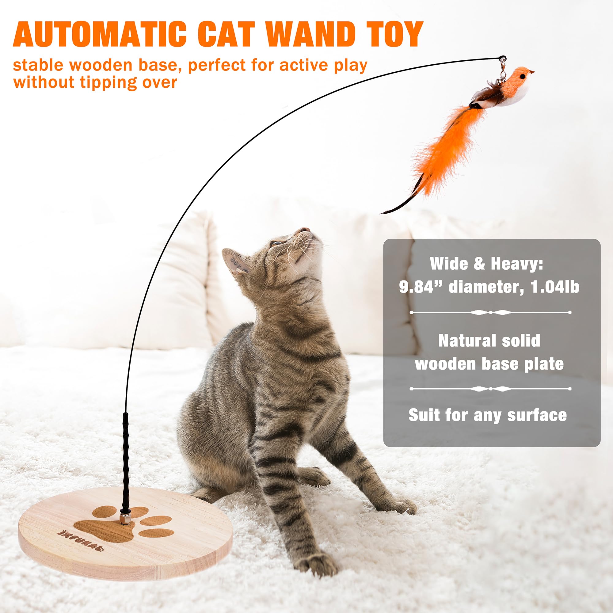 JXFUKAL interactive cat toy wand teaser with long flexible pole for chasing