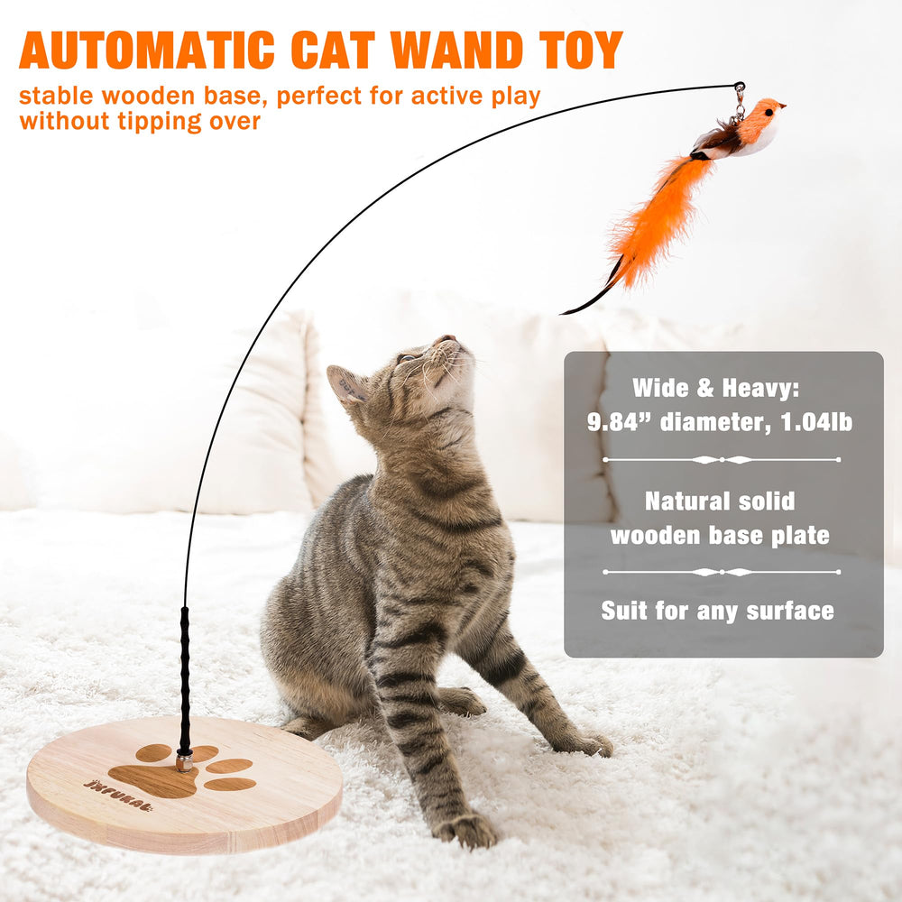 JXFUKAL interactive cat toy wand teaser with long flexible pole for chasing