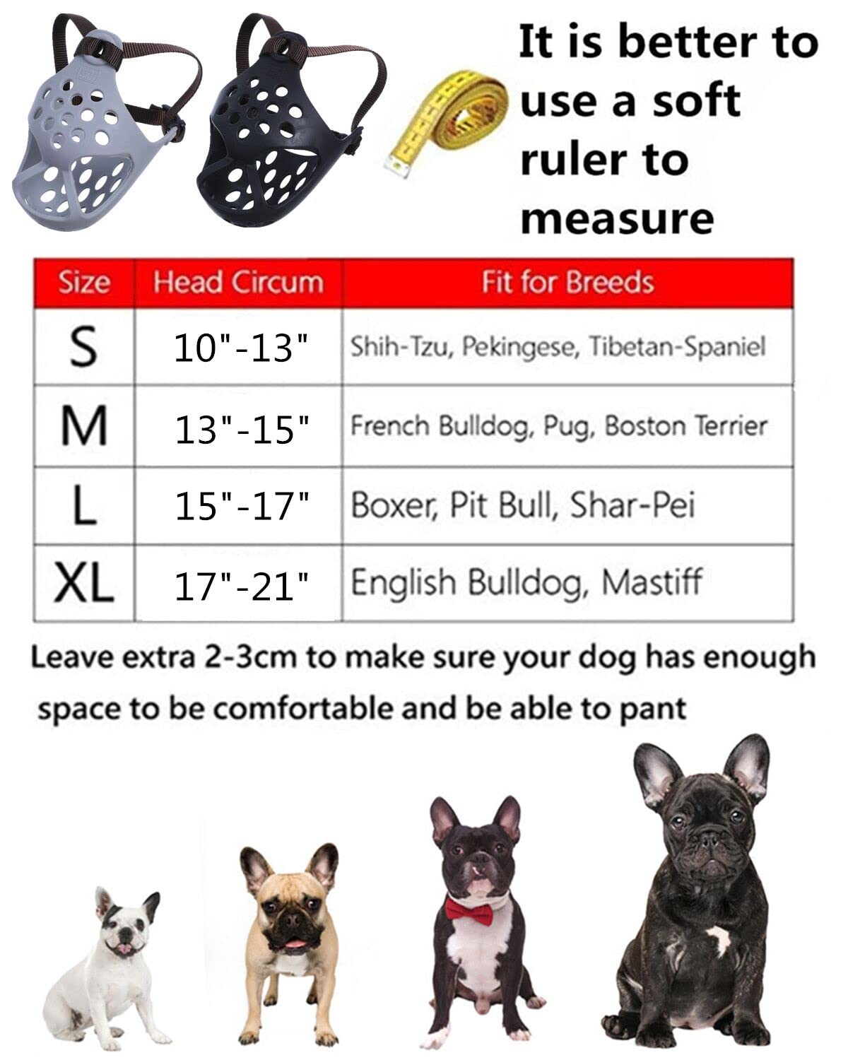 JYHY muzzle designed for flat-faced breeds and small to medium dogs.