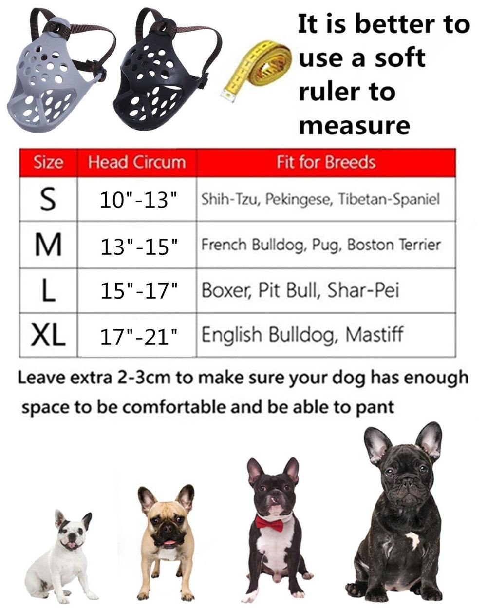 JYHY muzzle designed for flat-faced breeds and small to medium dogs.