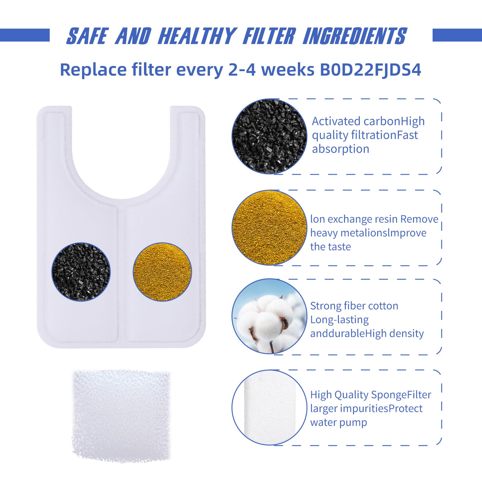 Jzla pro ceramic cat water fountain filter tray 3-layer design emphasizes impurity removal and clean water