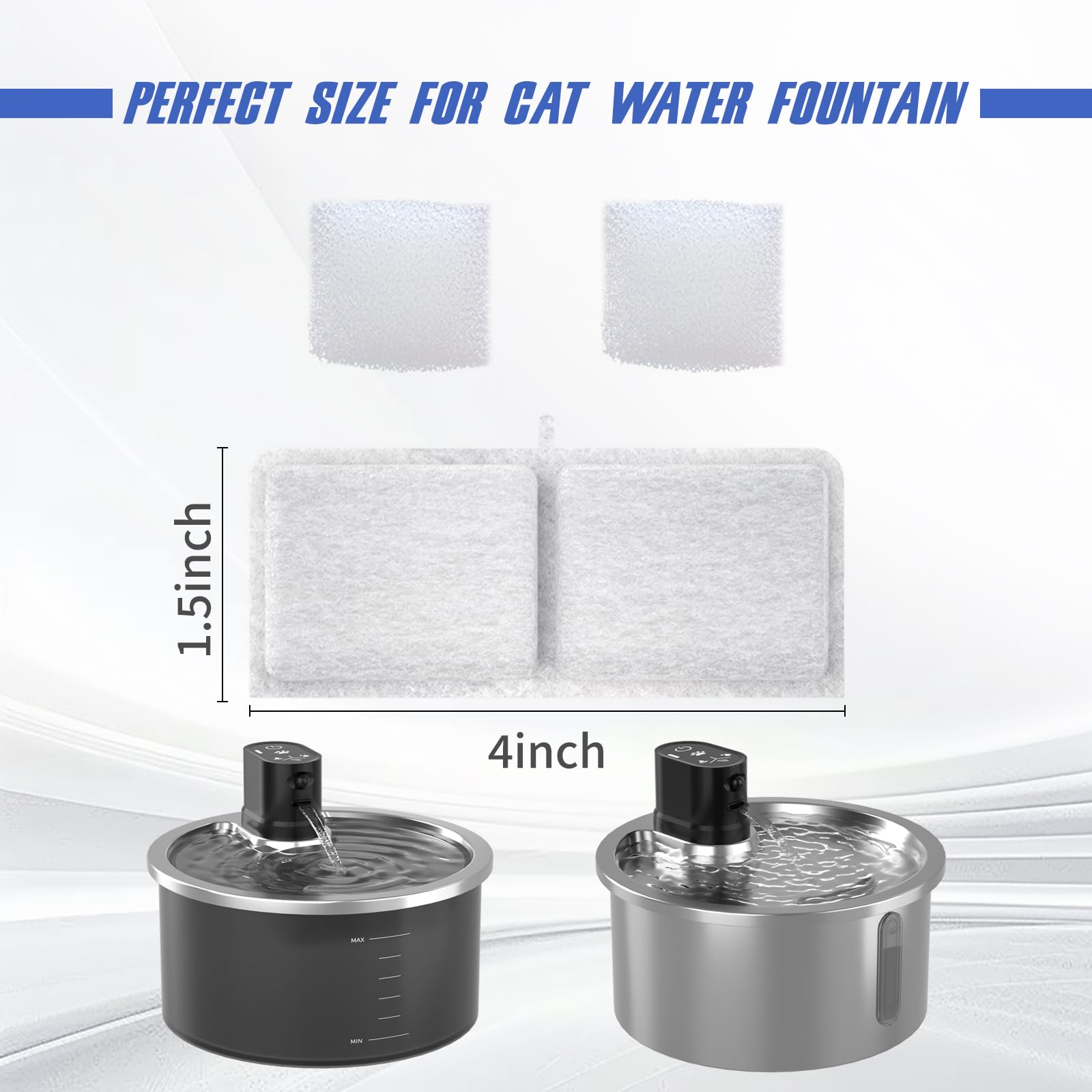 Jzla Pro sponge filter traps hair and debris to keep fountain clean