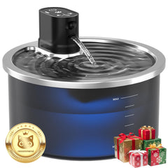 Jzla Pro stainless steel cat water fountain front view showing durable pet hydration solution