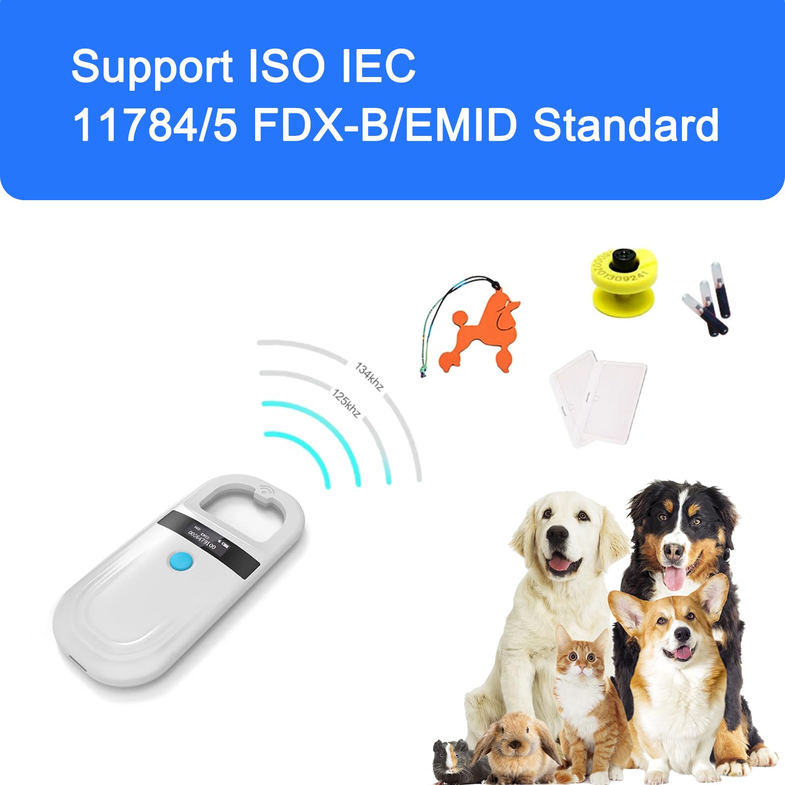 JZLHGOFYTD pet microchip scanner side view ergonomic handheld design