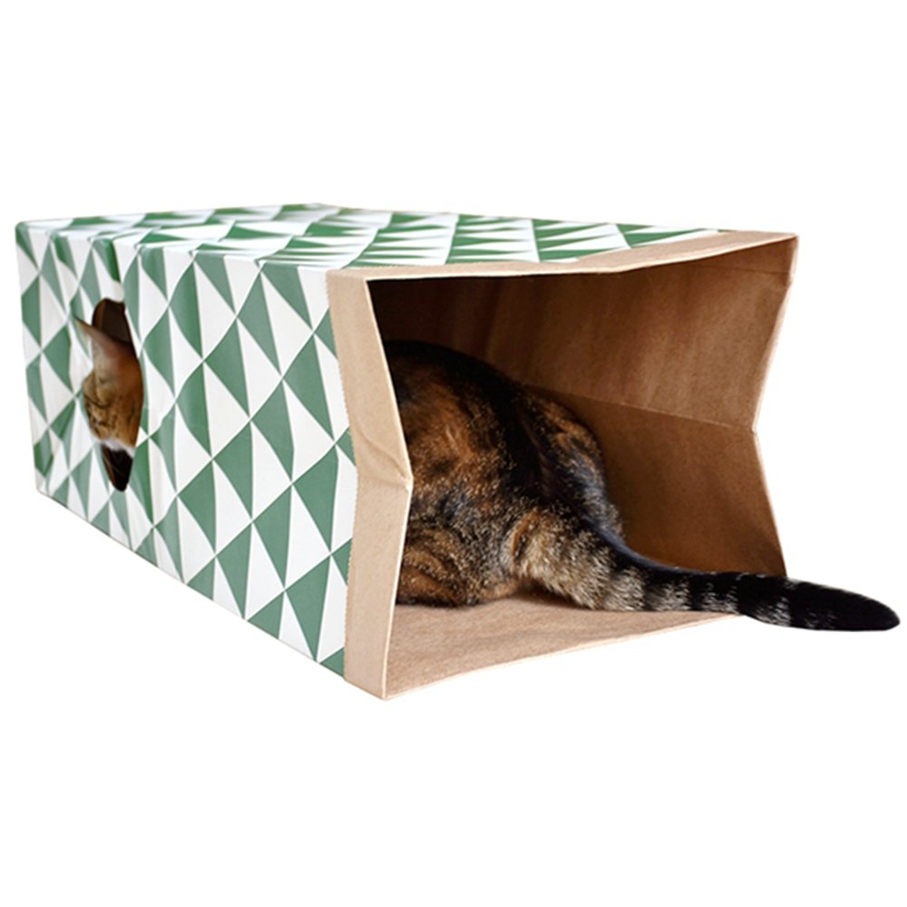 JZMYXA cat paper bag tunnel toy collapsed for compact storage.