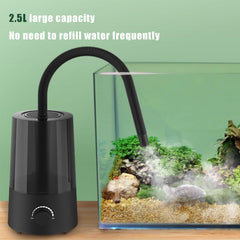 JZNCHP reptile humidifier 2.5L tank reduces refills for extended misting sessions.