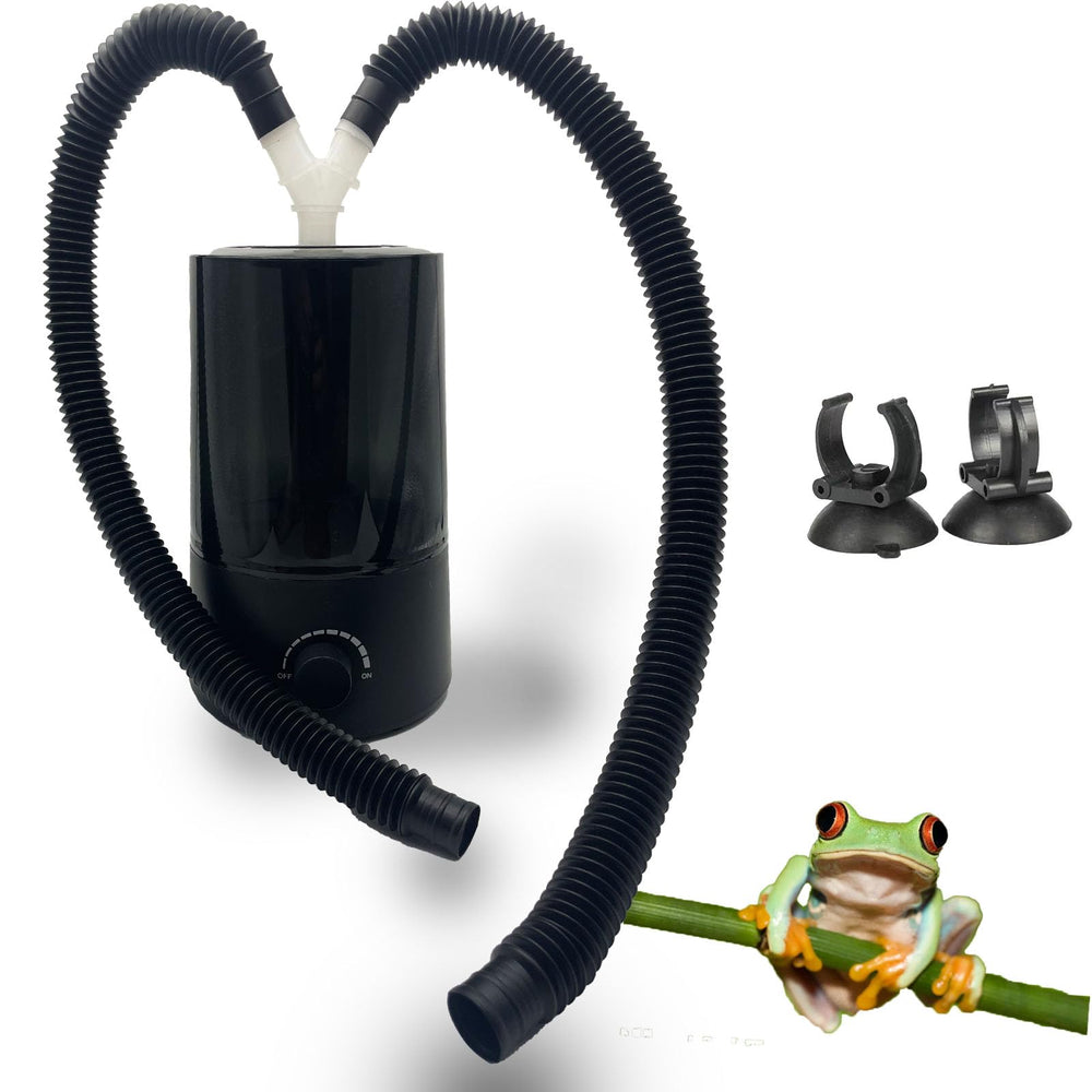 JZNCHP reptile humidifier dual tanks enables separate humidity zones for multiple terrariums.
