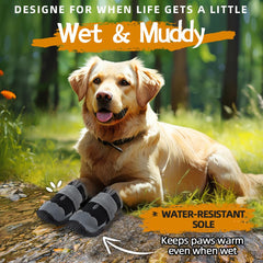 JZXOIVA dog boots with reflective strips for night visibility during walk