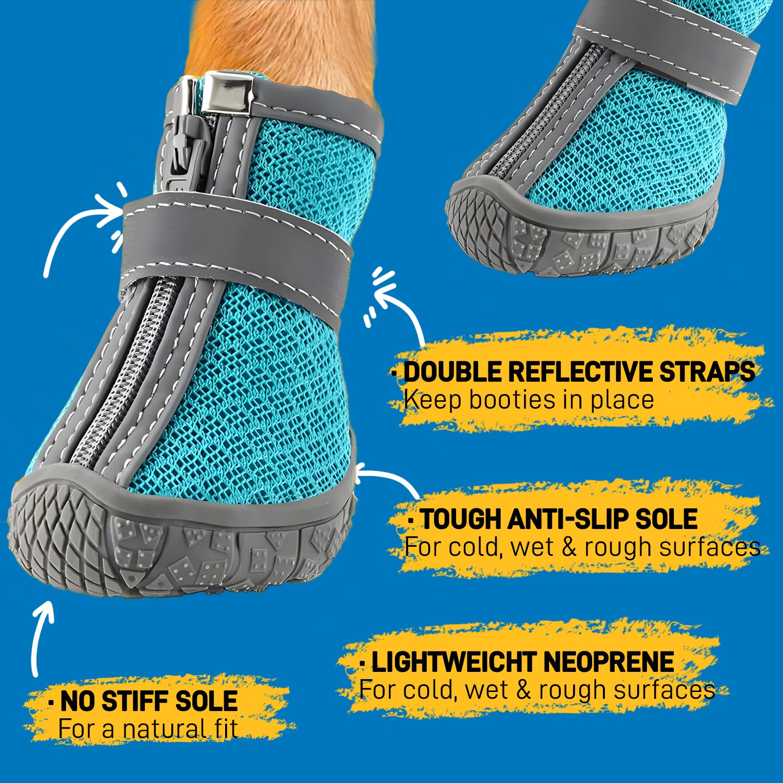 JZXOIVA dog shoes blue size 3 worn during outdoor walk on pavement