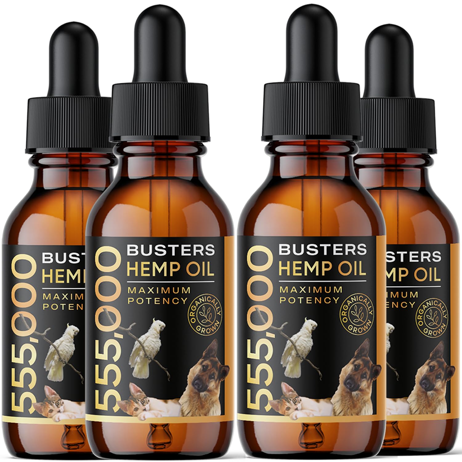 K2xLabs Buster's hemp oil dog bottle 60ml for joint support and calming.