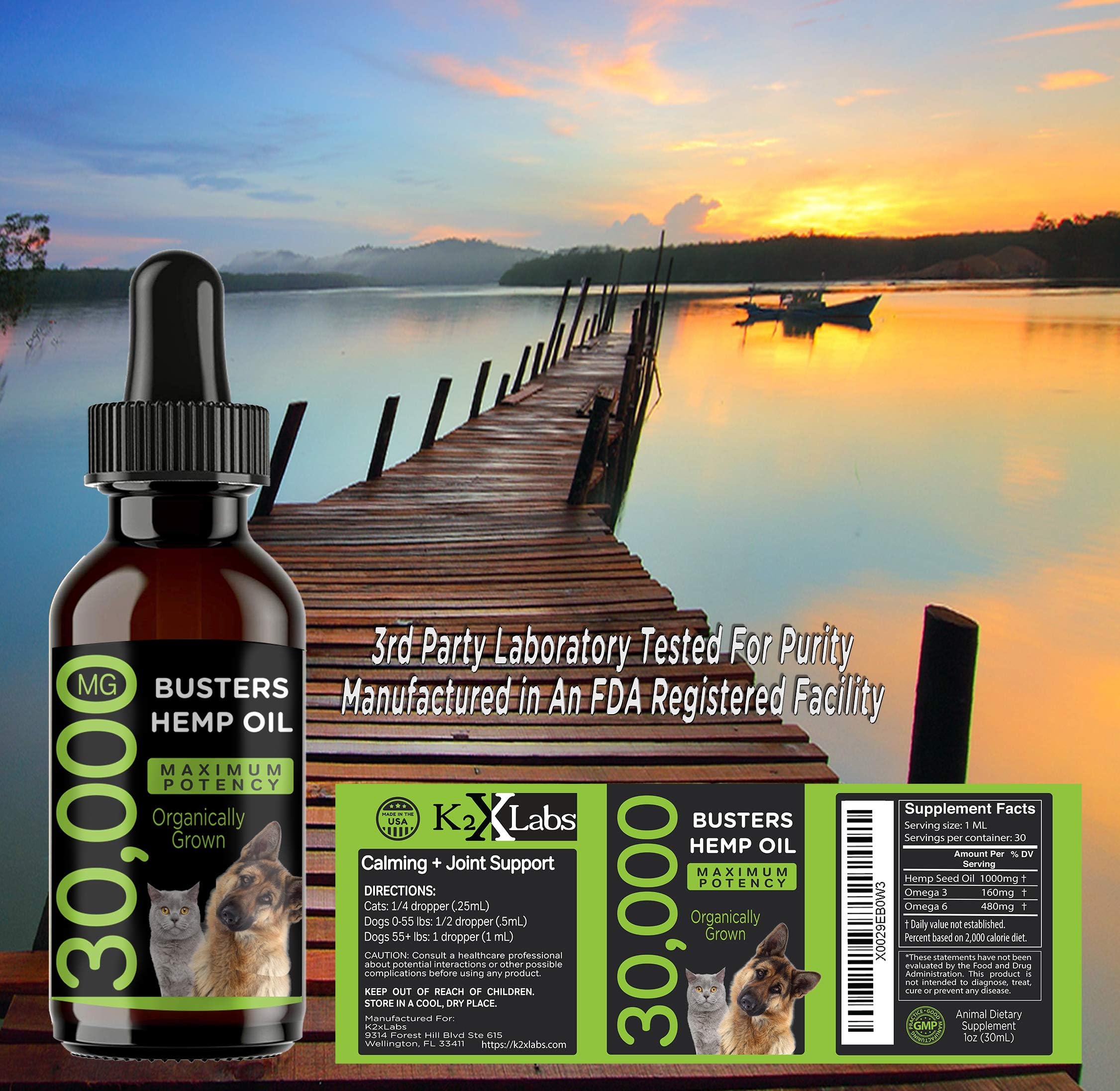 K2xLabs Busters hemp oil dropper enables precise dosing for pets