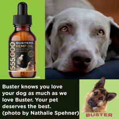 K2xLabs Buster's organic hemp oil label closeup emphasizes purity and ingredient transparency.