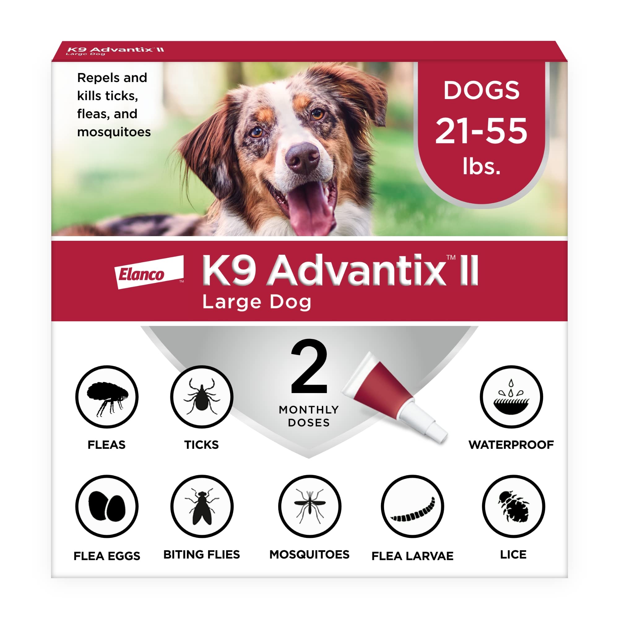 K9 Advantix II Large Dog packaging showing comprehensive pest protection.