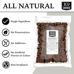 K9 Connoisseur beef lung treats close-up of single-ingredient formula ideal for training rewards.