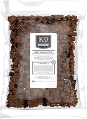 K9 Connoisseur beef lung treats packaging shows bulk USA-made lean rewards for training